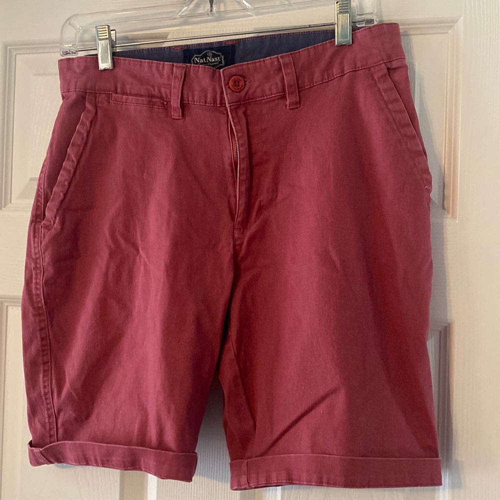NatNast Men’s Dress Flat Front Shorts Red